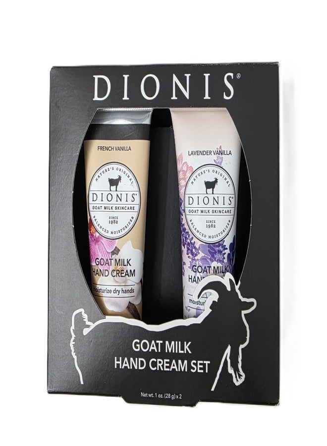 Dionis Goat Milk Hand Cream Set, French Vanilla and Lavender Vanilla, 1 oz, 2 Pack - Image 1